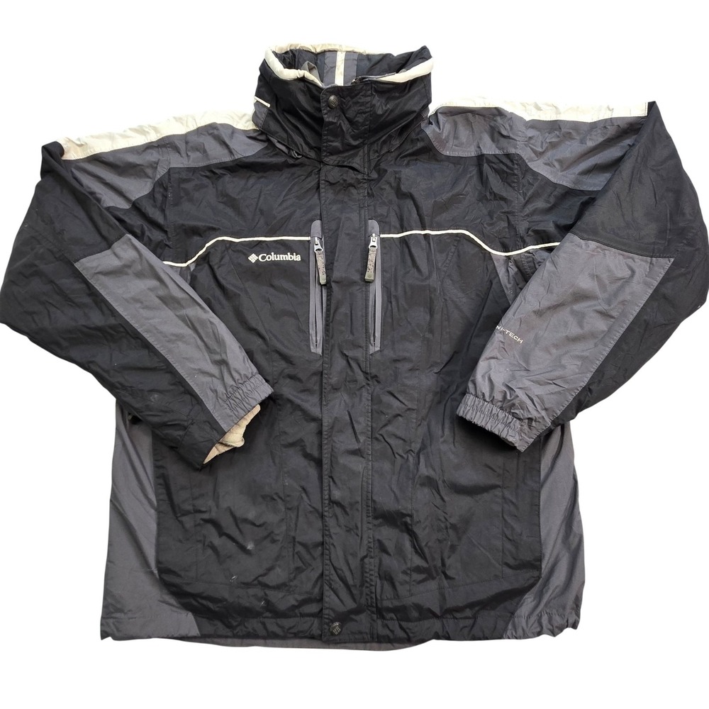 Columbia Bugaboo Jacket Mens 52 Black Omni-Tech Rain Coat Hooded Lined